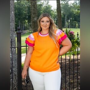 Short Sleeve Sweater Top with Flutter Sleeves